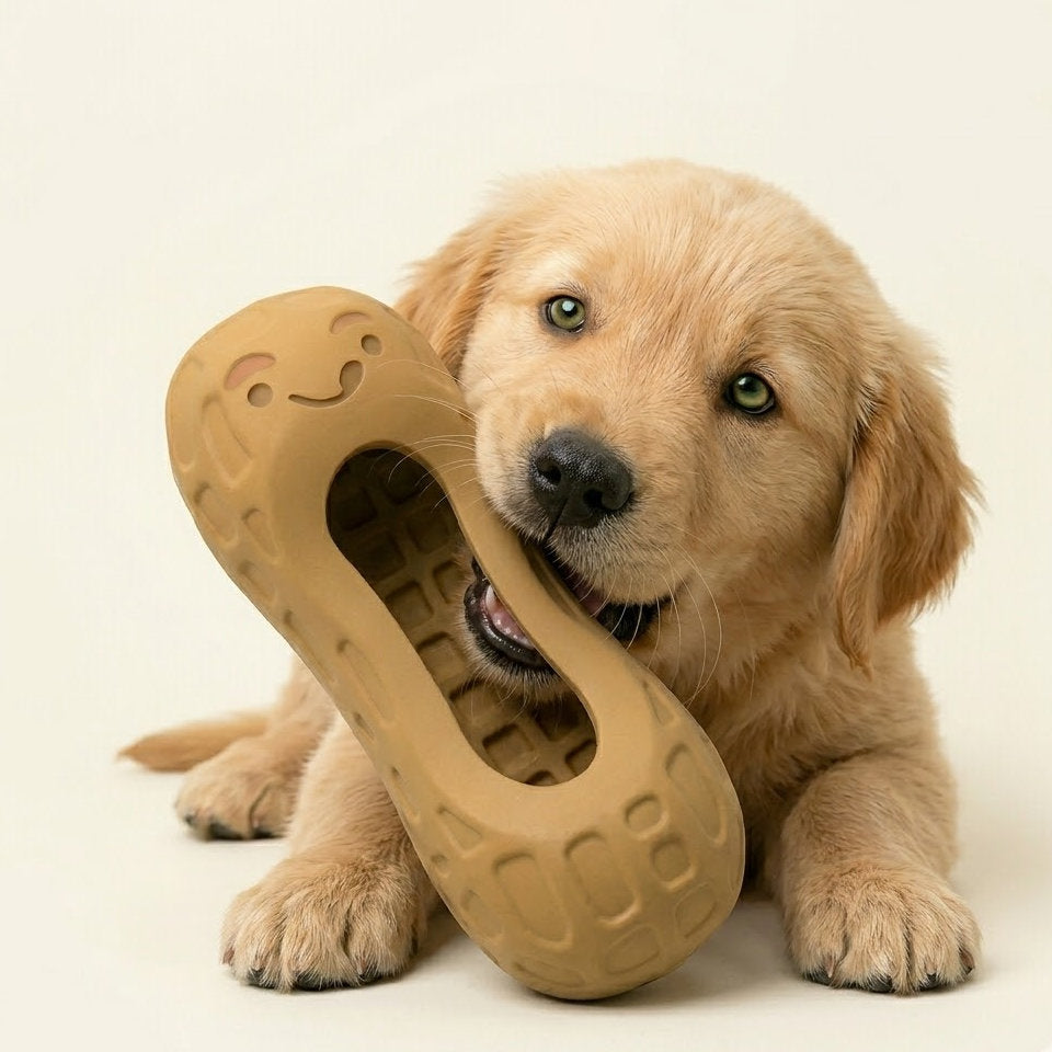 Yummolocosh Realistic Peanut-Shaped Dog Chew Toy – Durable Natural Rubber Teether for Aggressive Chewers – Interactive Dental Care & Boredom Relief Toy for Medium Dogs