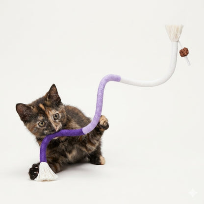 Yummolocosh Premium Cat Chew Rope – Natural Silvervine & Cotton Fiber Teether for Indoor Cats – High-Durability Dental Cleaning & Boredom Relief Toy
