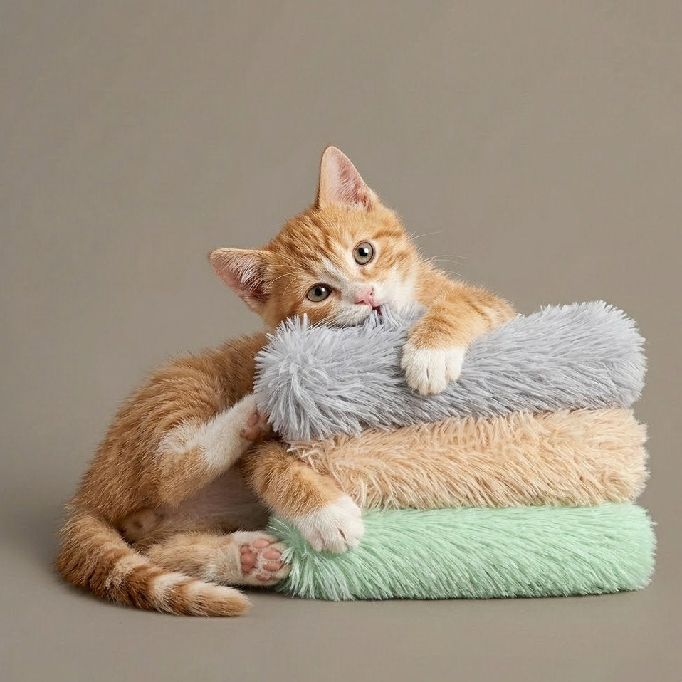 Yummolocosh Cloud-Soft Catnip Pillow - Ultra-Plush Long Hair Texture, The Perfect Sleeping Companion for Kittens & Cats