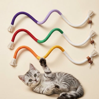 Yummolocosh Premium Cat Chew Rope – Natural Silvervine & Cotton Fiber Teether for Indoor Cats – High-Durability Dental Cleaning & Boredom Relief Toy